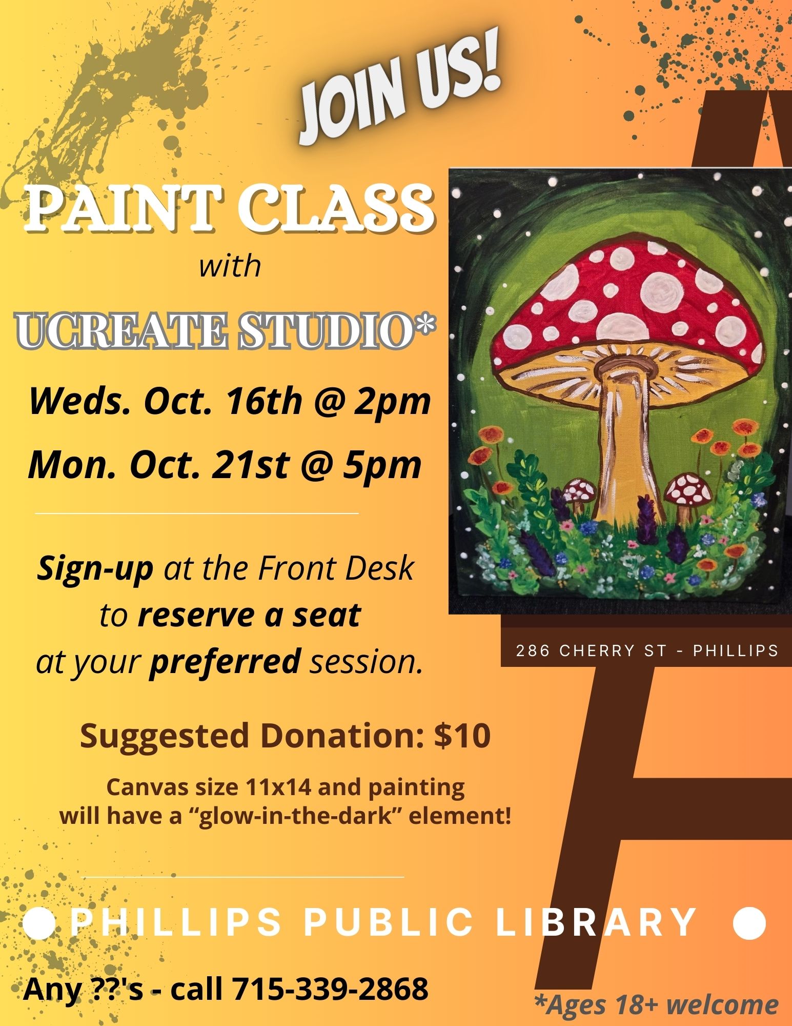 flier for October painting classes