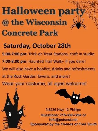 Saturday October 28th Halloween Party at the Wisconsin Concrete Park