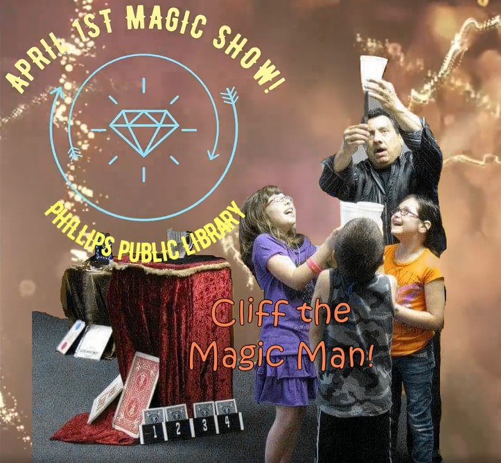 image of adult male performing a magic trick surrounded by 3 children