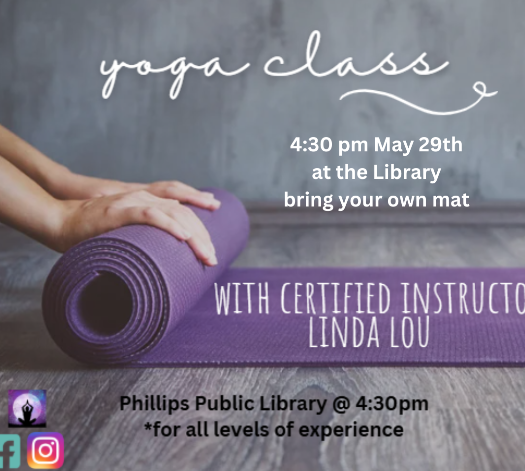 Yoga with Certified Instructor Linda Lou Tuesday May 29th